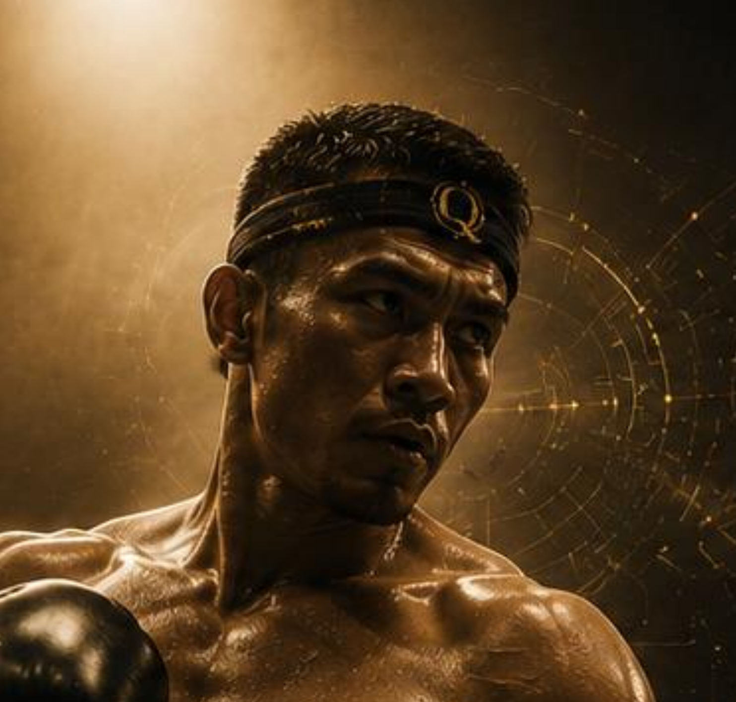 Fighter wearing the Cogwear EEG headband